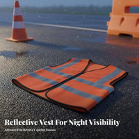 Reflective Vest Zipper Front Closure High Visibility Vest Lightweight Construction Waistcoat for Warehouse Airports, Railways, Nighttime