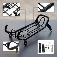 Black Motorcycle Middle Rack Steel Motorcycle Rack with Spring Clips Sturdy Stable for Motorcycles, Commuting
