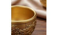 Auspicious Patterns Chinese Dragon Phoenix Cup Creative Gift Dragon Phoenix Design Cup Decorative Brass Fortune Character Bowl Intricate Details for Collectors, Asian Art Enthusiasts, Bookshelf Display, Altar