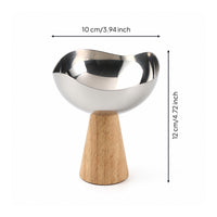 Fruit Bowl with Wood Base Stainless Steel Bowl with Pedestal Base Elevated for Dining Table