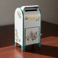Tabletop Mailbox Decor Desktop Display Vintage Post Box Floral Design for Garden