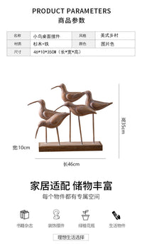 美式仿古创意玄关小鸟摆件圣诞主题装饰品茶餐厅氛围感工艺品道具