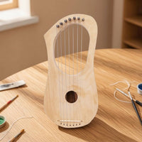 Unfinished Wooden Lyre Harp Kit Craft DIY Lyre Harp Kit Handmade Stringed Instrument Lightweight for Students