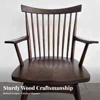 Curvedspine Support Wooden Armchair Full Wood Construction Dining Chair Integrated Armrests Ergonomic Comfort for Living Room