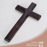 Nordic Style Wooden Cross Charcoal Black Vintage Hanging Decoration