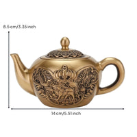 Teapot with Lid Brass-Colored Decorative Teapot Compact for Tabletop Display
