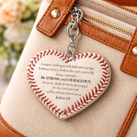 Heart   Keychain Belief and Courage  Pendant Keychain Great Gift Softball Bag Charm for Athletes, Christians