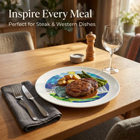Artistic Bone China Plate, Pastoral Style 8-inch