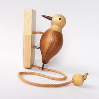 Wooden woodpecker跨境新品创意乔迁礼物木质复古敲门器挂件门铃