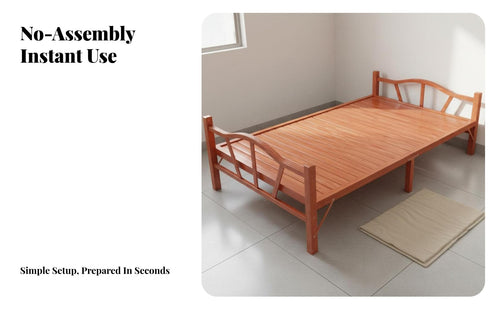 Installationno-Assembly Foldable Slatted Bed No Assembly Required Foldable Slatted Bed Frame Space-Saving Bedroom Furniture Cooling Surface for Tenants, Students, Apartment Dwellers, Rental Room, Dormitory, Small Apartments, Dorm Rooms