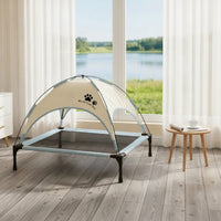 Shaded Pet Cot with Canopy Breathable Dog Bed with Sun Shade Tent Outdoor Raised Dog Bed with Canopy Portable for Pets, Cats, Dogs, Backyard, Camping