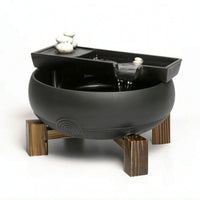 Ceramic Fountain with Wooden Stand Quiet for Tea Table
