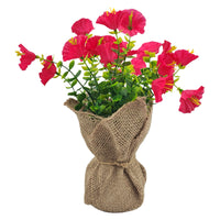 Artificial Morning Glory Potted Plant with Burlap Wrap