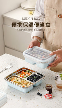 Microwave-Safe Lunch Box 304 Stainless Steel Divided Sealed Portion Control Salad Bento Fresh-Keeping Container