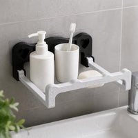 Retractable Suction Cup Basin Rack Wall-Mounted Bathroom Storage Shelf for Washbasin Foot Basin