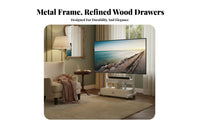 Mobile TV Stand with Cabinet Locking Brakes Rolling TV Cart with Drawer Adjustable Height Built-in Storage Suitable for Renters Small Areas Conference Room Exposition Show