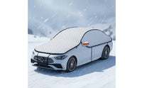 Thickened Half Car Cover Quilted Car Half Cover Secure Fit Cotton Lined for Outdoor Parking, Winter Protection