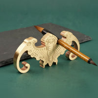 Nocturnal Paperweight Multifunctional Hand-Lettering Brush Rest Decorative Brass Paperweight for Artists, Study
