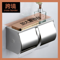 304 Stainless Steel Toilet Paper Holder with Shelf, Square, Polished
