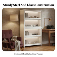 Glass Door Collectible Case debris-shieldedproof Display Cabinet Adjustable Shelves Lockable for Collectors, Study