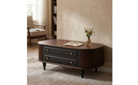 Vintage-Style Coffee Table with Drawers Solid Wood Rectangular Coffee Table Sturdy Furniture Stable for Living Room, Apartment