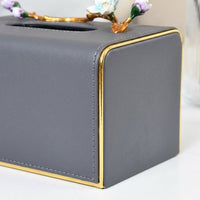 Leather Tissue Case, Gray, Living Room, Rectangular, Stylish, Tissue Cover