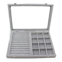 Medium/Large Jewelry Box with Lid, Ice Flower Velvet, for Necklaces, Rings, Earrings, Bracelets, Storage and Display