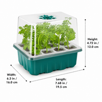6 Cell Seedling Tray, Mini Greenhouse Propagation Tray with Watertight Base, Clear Cover & Humidity Dome Vent, Reusable for Home Gardening