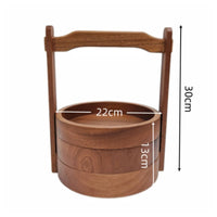Wooden Hand Basket Natural Wood Household Storage Easy to Carry