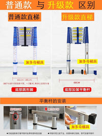 Jadduo Aluminum Telescopic Ladder with Blue Plastic Parts, 150kg Capacity