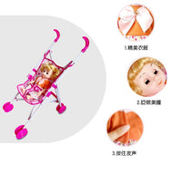 跨境玩具娃娃手推车女孩玩具过家家宝宝小推车铁杆超大婴儿车批发