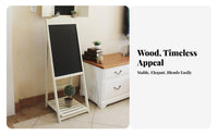 Wooden Ladder Blackboard Vintage Aesthetic Tiered Foldable Stand Space-Saving Multifunctional Use for Plant Lovers, Cafe