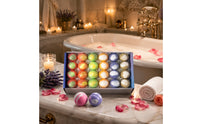 24 Pieces Mixed Colors Boxed Bath Sphere Set Marbled Round Bath Bombs Powdery Finish