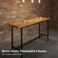 Sturdy Steel Frame Industrial Bar Table and Stool Set Long-Lasting Wood and Metal High Top Dining Set With Footrest Commercial Furniture Easy to Clean for Cafe Owners, Homeowners, Adults, Coffee Shop, Restaurant, Kitchen