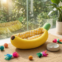 Fruit-Shaped Pet Bed Easy to Clean Banana-Shaped Pet Bed Private Hideaway Cushioned dog nest for Cats