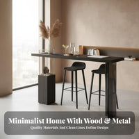 Suspended Table Rustic Minimalism Solid Wood High Top Table Minimalist Design Narrow Wall Desk for Homeowners, Renters, Living Room, Hallway