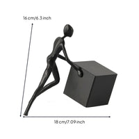 Sculpture with Cubic Form Modern Human Figure Sculpture Geometric Ornament for Office