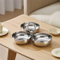 Snack Dish with Carrying Handle Food-Grade 3-in-1 Snack Plate Compact for Hosts
