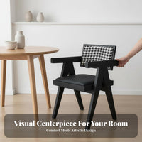 Upholstered Armchair with Cane Flanks Artisanal Rattan Mesh V-Leg Woven Armchair Sturdy Wood Construction Natural Design