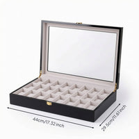 Watch Box with Clear Lid Rectangular Watch Case with Glass Lid Sheltering Organizer for Dresser