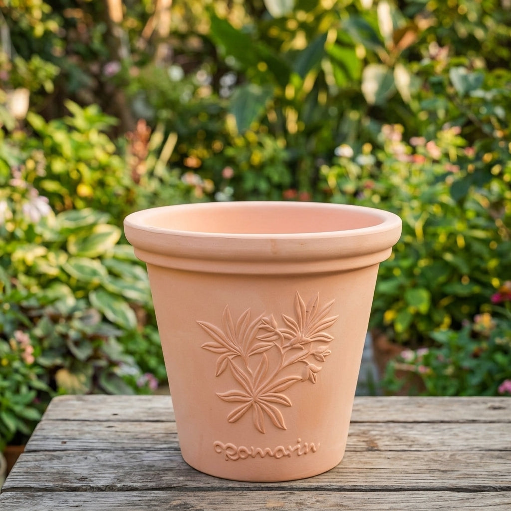 Plant Pots for Indoor Plant Pot Use, European Style Embossed Floral Design Clay Pot with Saucer, Small Terracotta Plant Pots, Outdoor Planter