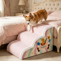 Two-Step Pet Stairs Pastel Dog Stairs Rigid Support for Bedside