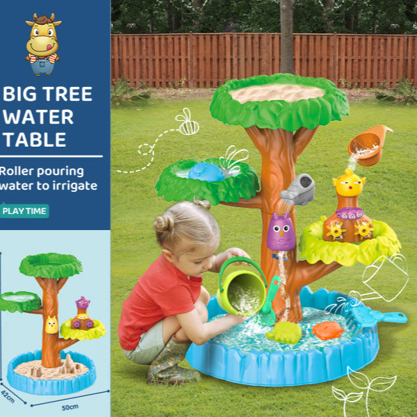 Children's Beach Table Four-Layer Water Pool Garden Outdoor Sand Table Set with Sand and Water Play Table