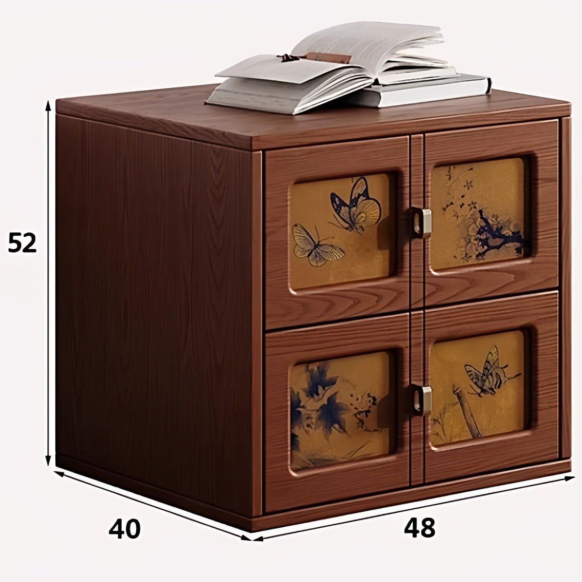 Freestanding TV Console Solid Wood Storage Cube Household Furniture Vintage Design Accent Cabinet Artistic Panel Doors Suitable for Gift Giving Home Decoration
