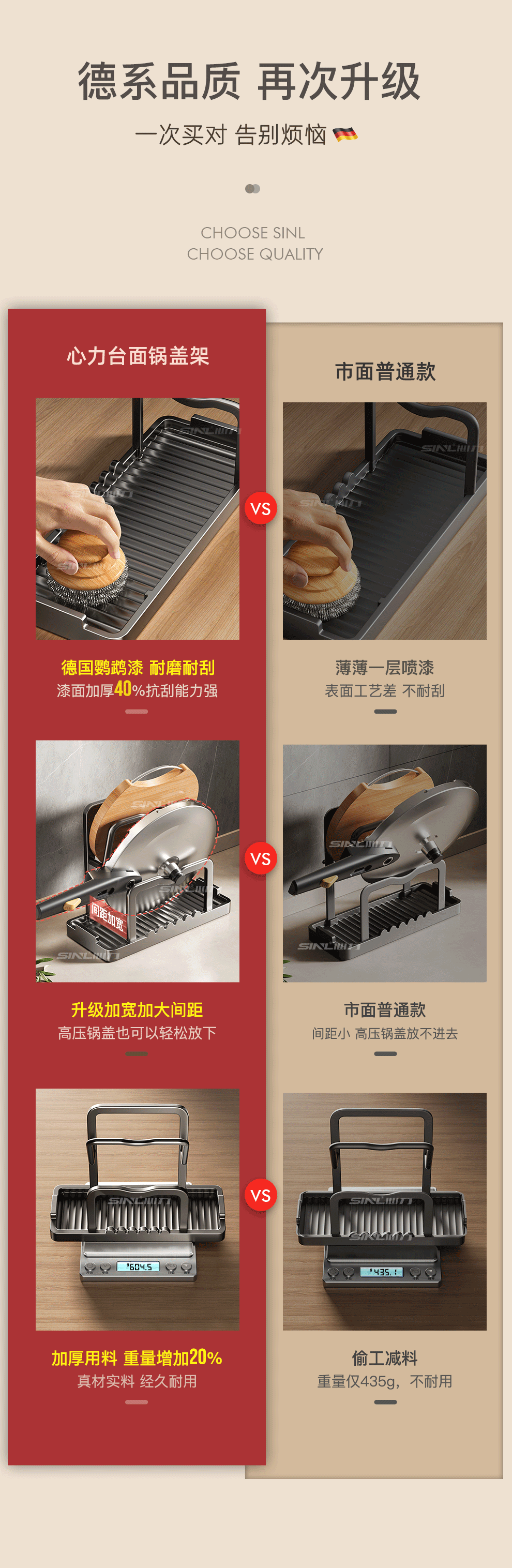 厨房台面锅盖架置物架神器放炒菜勺子坐立式锅铲架子多功能收纳架 豪华款-三层枪灰色锅盖架（店长推荐款）