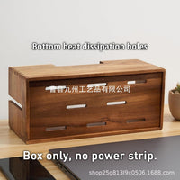 Solid Wood Cable Organizer Box, Pine, Flip-Top, for Desk and Wardrobe