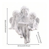 Reading a Book Angel Statue Peaceful Angel Sculpture with Book Calming Statue for Shelves
