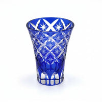 Kiriko-style Glass Sake Set, Sunflower Blue