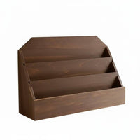 Tiered Letter Holder Solid Wood 3-Tier Wooden Desk Organizer Multi-Layer Design Wooden Postcard Display Rack for Countertop, Office, Study Room