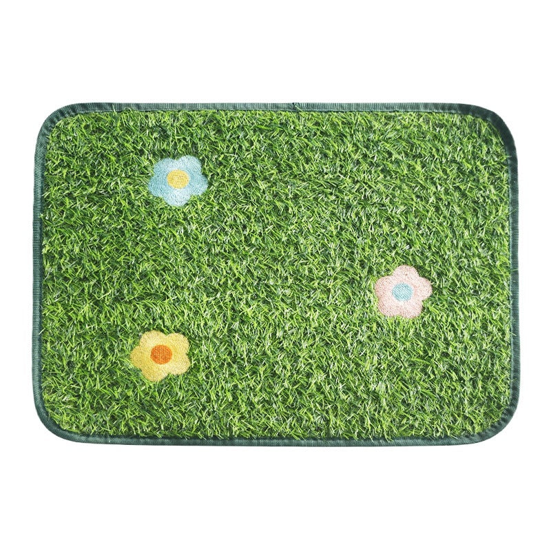 Pet Grass Mat Washable Embroidered Non-Slip Balcony Toilet Fake Grass Simulation Carpet Dog Urine Pad